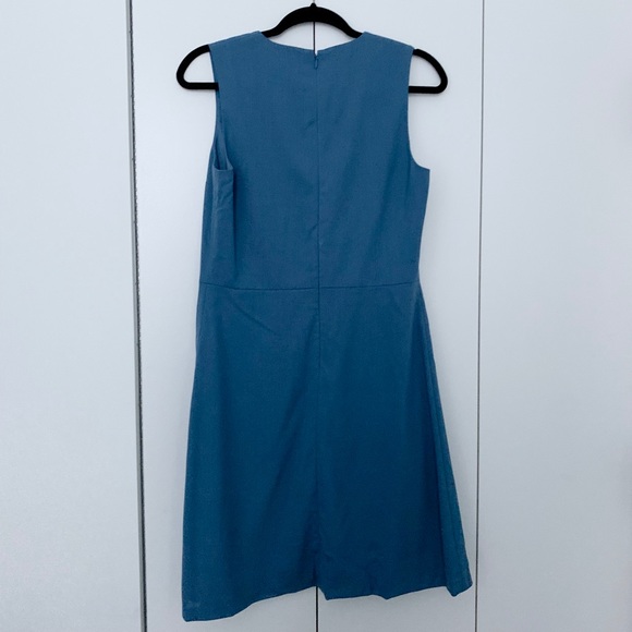 Theory Good Wool Split Front Dress in Lagoon Blue - Picture 3 of 3